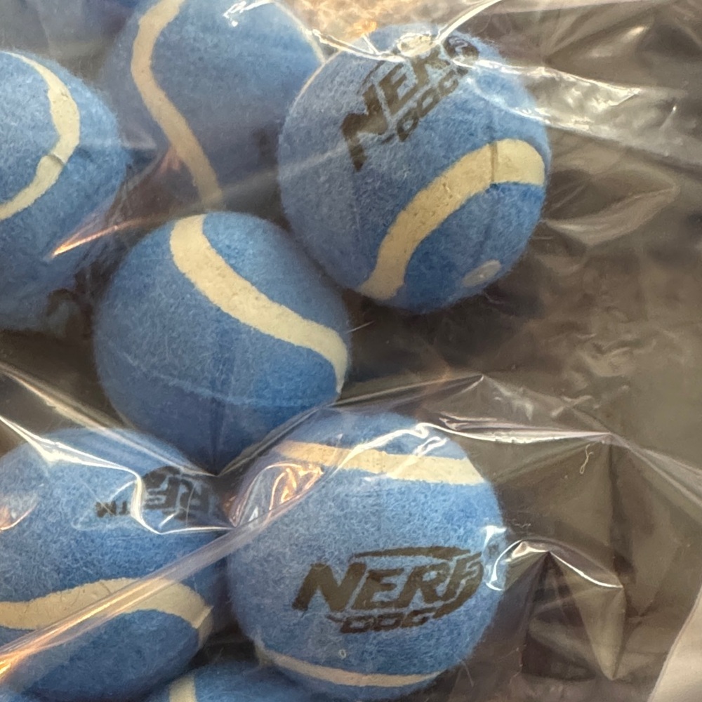 Nerf Blue and White Dog Play  Balls.  Small sized.